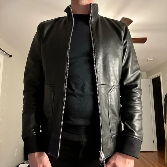 Reiss Black Leather Jacket - Picture 5 of 7